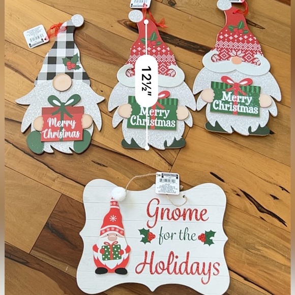 NWT- GLITTER GNOME CHRISTMAS DECORATIONS x4 BUNDLE - Picture 6 of 10
